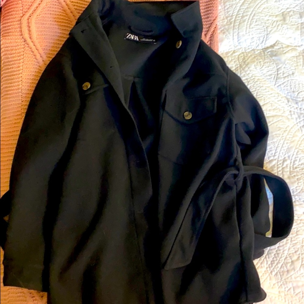 Zara Black Oversized Shirt Jacket